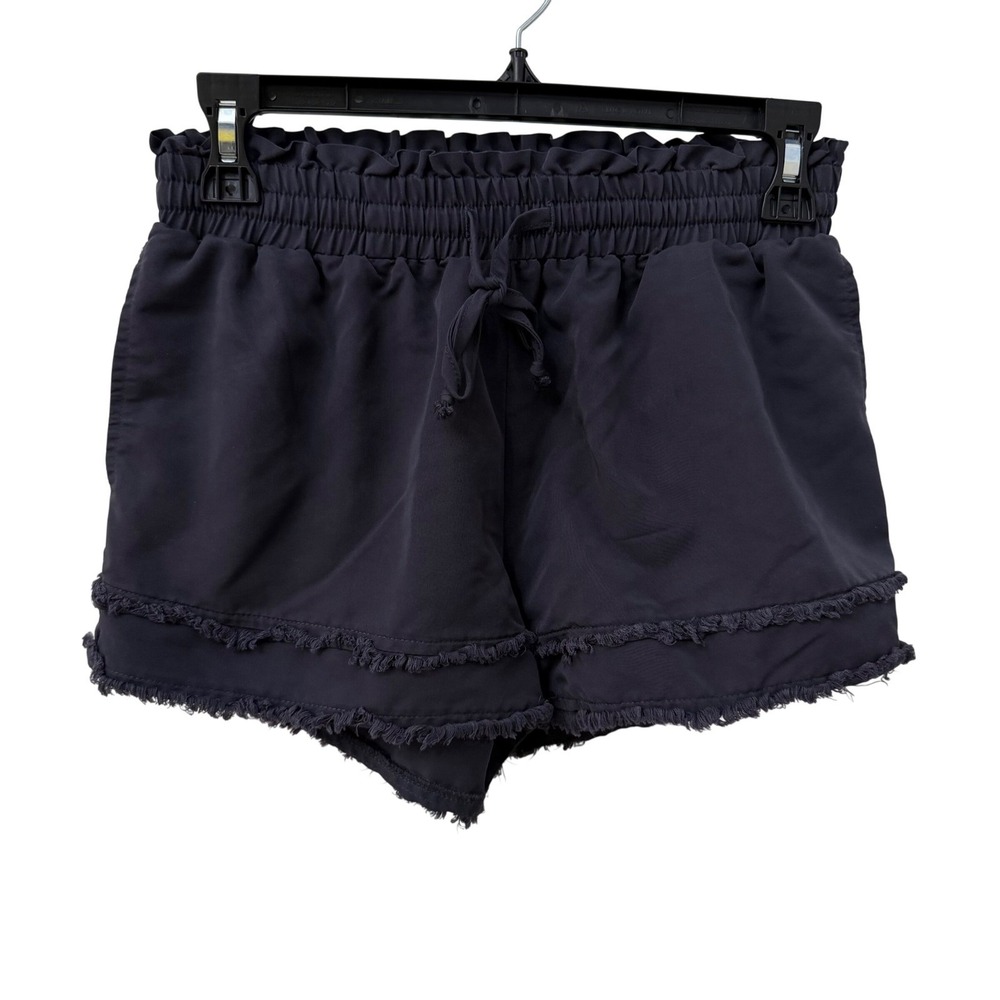 Day + Moon Shorts Small charcoal Ruffle Paperbag Waist Frayed‎ Hem